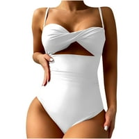 Fanxing Ženska kostim za kupanje Cheeky High Cut Coleit Criss Cross Clout Monokini kupaći komisione bijeli, m