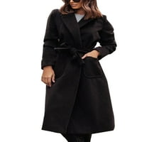 Paille dame kaputi džepne jakne okreću navlaku za ovratnike topli obični kaput vanjski kaput crni l