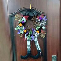 Ciaoed Halloween vijenac sa nogom od kapu nogavi za vrata od bundeve, uklet privjesak za ukrašavanje kuće, privjesak za Noć vještica ljubičasta