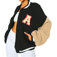 Musuos Women Casual Y2K labavi bejzbol uniformne jakne uzorak horizontalne pruge Dekoracija Streetwear