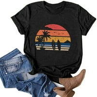 Ženski vrhovi ljeto surfanje plaže tiskane ljetne majice za blube s kratkim rukavima