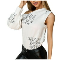 Ženski baršunasti vrpci The Stretch majica Top Cool Fashion Print Na ramenu Summer Loose casual ženska