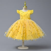 Njshnmn Cvjetna djevojka haljina princeza haljina za vjenčanje rođendan princeze prva haljina priče, 100 5y, žuta