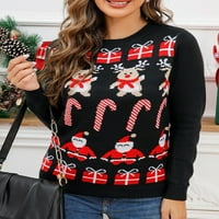 Ženska Božićna Djed Mraz Claus uzorak Slim FIT džemper s dugim rukavima