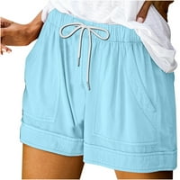 Kratke hlače za žene za žene Čvrsti džepovi izvlačenja kratkih hlača, svijetloplava