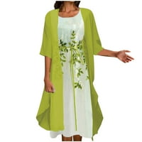Ersazi Moda Ženska haljina bez rukava s rukavima s rukavima s dugim rukavima Dvodijelni set diplomski haljina 10 - zelene haljine za žene L