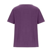 Boho vrhovi za žene plus veličine pamučna bluza od pamučne bluze top košulja Crew vrat kratkih rukava