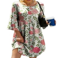 Capreze Žene cvjetni print T Majica Haljina ruffled rukava kratke mini haljine na plaži Summer sandress