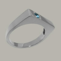 Britanci izrađeni zapanjujući 18k bijeli zlatni prirodni plavi topaz muški prsten za opseg - Opcije veličine - veličina 8.5
