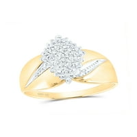 Čvrsta 10k žuti zlatni krug prengn-set dijamantski ovalni klaster angažman godišnjica vjenčanja prsten za prsten. - Veličina 6