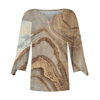 Sparkly vrhovi za žene Trendy rukava V vune puloveri Ležerni mramorni uzorak tiskanje TUNIC TESE košulja