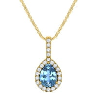 Mauli dragulji za angažman za žene 1. Caratw Prekrasan oblik kruška dragulja i dijamantski privjesak