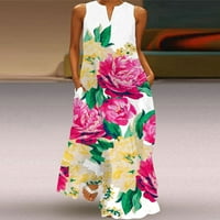 Ljetne haljine za žene cvjetni leptir print ženske haljine bez rukava plus veličine maxi haljina alsol lamesa