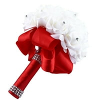 Kućni dekor Kristalne ruže Pearl djeveruša Vjenčani buket Bridal umjetni svileni cvijet crveni