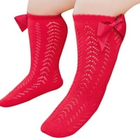 Nokiwiqis Djevojke za djevojčice Čarape, Solid Boja čarape za dugu cijev sa ukrasom za luknot