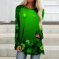 BabySbule Womens Tops Clearence Ladies St. Patrick's Day Grafički tiskani okrugli vrat Majice Labave