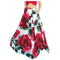 Ležerne haljine za žene boemska cvjetna tiskana maxi suknja s visokim strukom džepna zabava na plaži