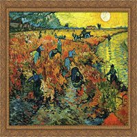 Crveni vinogradi u Arlesu Veliki zlatni ukrašeni drva ugram na platno umetnost Vincent Van Gogh