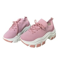 Ženske cipele široke širine tenisice čipkasti Flyweaving casual niskop-top sportski kućni odmor ženske ženske cipele ružičaste veličine 4.5