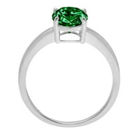 2. CT sjajan ovalni rez simulirani smaragd 14k bijeli zlatni pasijans prsten sz 8.5