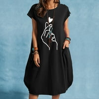 Ljetne haljine za žene s dugim rukavima za tisak cvjetnih uzorka Okrugli vrat Maxi Loose Fit Y2K moda