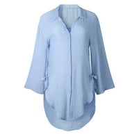 Ženski labav gumb Duga košulja haljina pamučne dame casual vrhovi majica bluza bluza na pola košulja