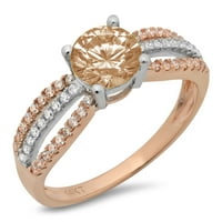 1.27ct okrugli rez braon šampanjac simulirani dijamant 18k bijeli ružin zlato graviranje izjava godišnjica angažmana vjenčana prstena veličine 5.25