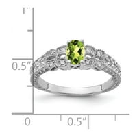 Čvrsta 14k bijelo zlato 6x ovalni peridot zeleni kolovoz Gemstone Diamond Enference Veličina prstena