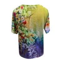 Pejock Žene Ljetne vrhove 4. jula Leptir tiskane majice V-izrez kratki rukav Ispis Flowy Casual T-majice
