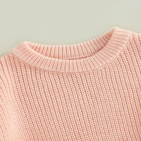 Izhansean Toddler Baby Boys Girls Jesen zimske odjeće Čvrsti pleteni pulover džemper jakne na vrhu odijela odijela ružičasta 12-mjeseci