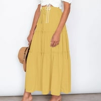 Dyegold ženska suknja na plišanoj suknji Ljeto tire Flowy Maxi Long suknje Ležerne prilike za vuču Elastični struk Aline Swing Boho suknja