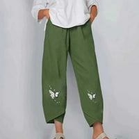 Dianli ženske hlače Pamučna posteljina modni elastični nepravilni sportovi sa džepom udobne široke noge