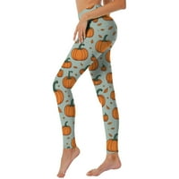 qolati Halloween gamaše za žene bundeve print bešavne podizanje guza visokog struka joga hlače tajice