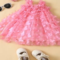 Dječja djeca Dječja djevojka haljina 3D Leptir Jednobojna haljina bez rukava ljetna slatka casual princeza