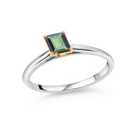 Gem Stone King 1. CT Zeleni mistik Topaz srebrni prsten sa 10k žutom zlatnim prstenom