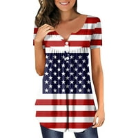 MLQIDK američka zastava tunika TOJ košulja za žene 4. jula majice kratkih rukava dugačka dugačka majica