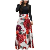 Ženske haljine plus veličina opruga s dugim rukavima cvjetni print dugi ljetni maxi haljine za žene