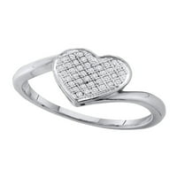 Čvrsti sterling srebrni okrugli dijamantski angažman za angažman za vjenčanje GT. - Veličina 8.5