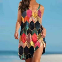 Ležerna haljina za žene Ljetni modni bez rukava slatka crtana sitnica haljine od plaže