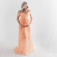 Mikilon žene izvan ramena trudnice seksi fotografija rufted sestrinske haljine matične haljine za žene