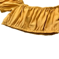 Pudcoco baby girl Yellow Top cvjetne hlače odijelo kratki rukav veliki luk elastični ljeto visokog struka