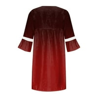 Clearsance Ljetne haljine za žene Mini a-linijski rukav ležerna V-izrezana haljina crvena 3xl