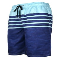 Sanviglor Muške kratke hlače Elastične struke Ljetne hlače Striped dno Leisure Beachwear odjeća Mini pantalone Light Blue XL