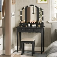 Vanity Desk, šminka isprazniti set sa osvijetljenim ogledalom i stolicom, toalet stolom sa ladicama, postavkama svjetla i podesiva svjetlina, espresso