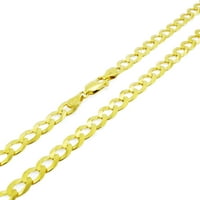 Nuragold 10k žuti zlatni čvrsti kubanski rubni privjesak za vezu Ogrlica, muški nakit 16 - 30