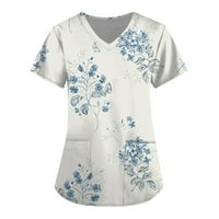 Ženski vrhovi kratkih rukava tiskana bluza Neovisnost Dan Dame Modni V-izrez ljeto Plavo m