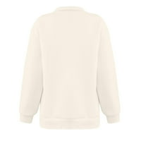 Lenago Žene Ležerne duge dugim rukavima modna casual tiska rever vrat dugih rukava labava majica bluza pulover jeseni zimski odjeću