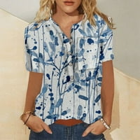Žene Ljeto Ležerne prilike kratkih rukava Dugme za majicu Okrugli vrat Pulover bluza AQ