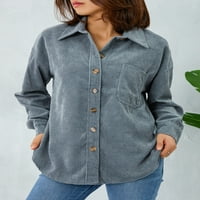 Lamuusaa Ženski gumb spuštaju košulju za košulje za košulje Ležerne prilike dugih rukava Bluze za ronjenje