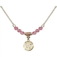 Ogrlica sa pozlaćenom zlatom Hamilton sa ružičastog oktobra mjeseca rođenja kamena perle i šarm sa svetog